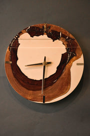 Round Epoxy and Wood Wall Clock #3