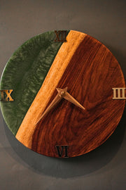 Round Epoxy and Wood Wall Clock #2