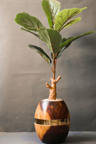 Golden Elegance: Handcrafted Wooden Pot for Sophisticated Home Décor