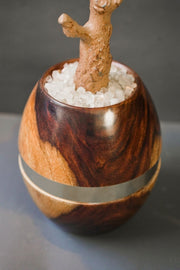 Golden Elegance: Handcrafted Wooden Pot for Sophisticated Home Décor