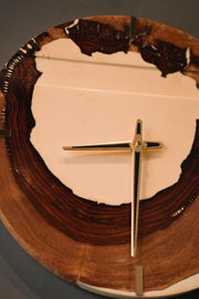 Round Epoxy and Wood Wall Clock #3