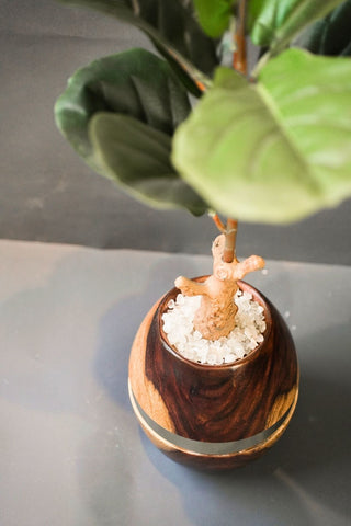 Golden Elegance: Handcrafted Wooden Pot for Sophisticated Home Décor